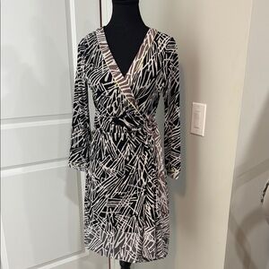 BCBG Black and White Wrap Dress